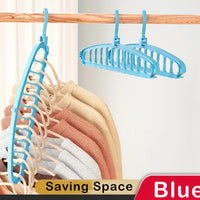 Rotating 11-Hole Foldable Clothes Hanger – Space-Saving Closet Organiser & Multi-Port Drying Rack for Scarves and Clothes