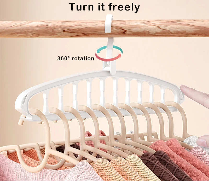 Rotating 11-Hole Foldable Clothes Hanger – Space-Saving Closet Organiser & Multi-Port Drying Rack for Scarves and Clothes